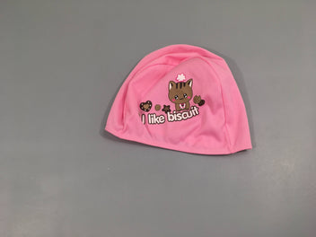 Bonnet bain tissu rose chat