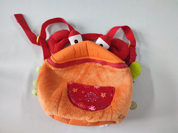 Petit sac à dos en velours orange crabe