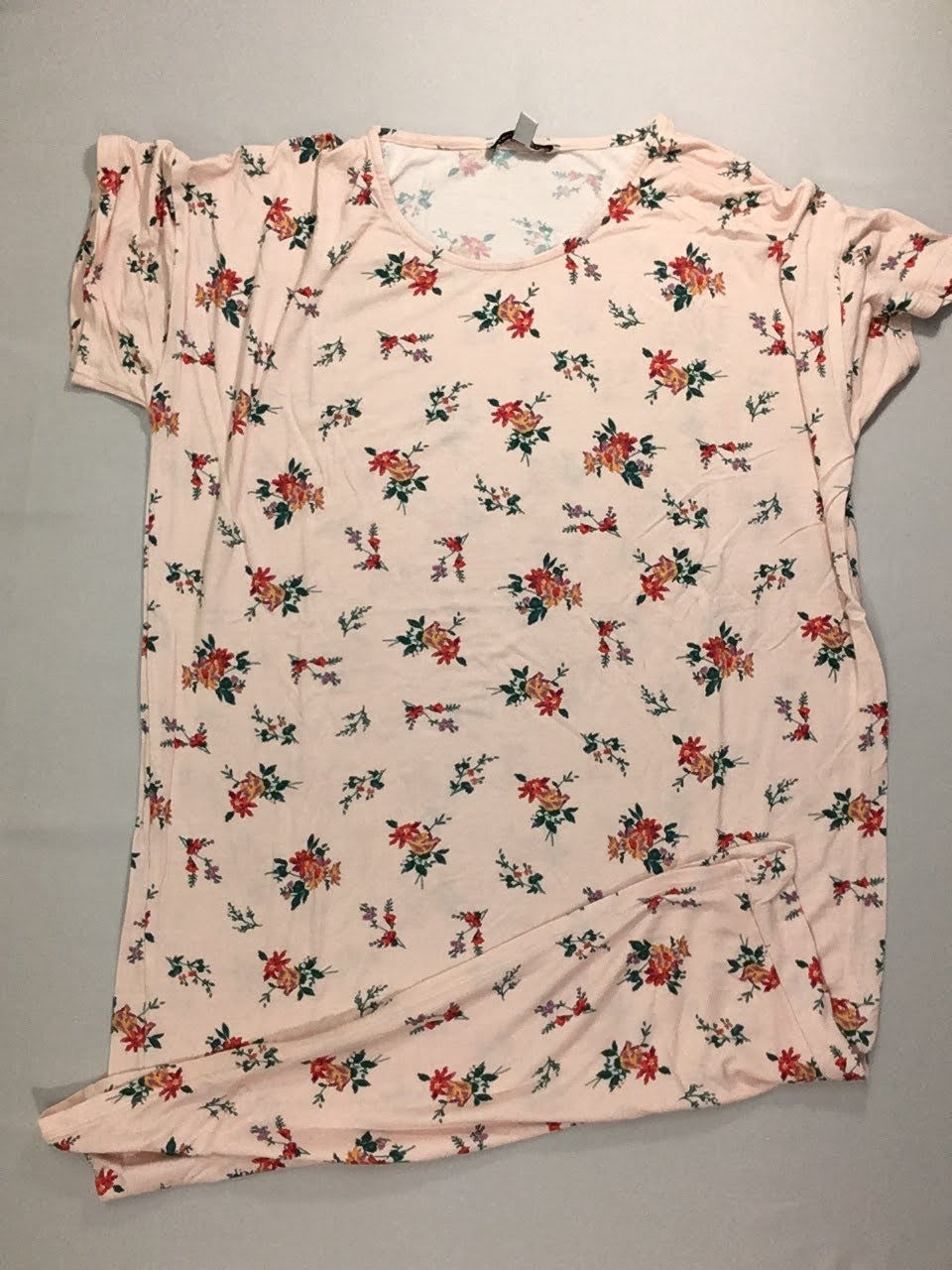 Robe m.c jersey rose fleurie orangée