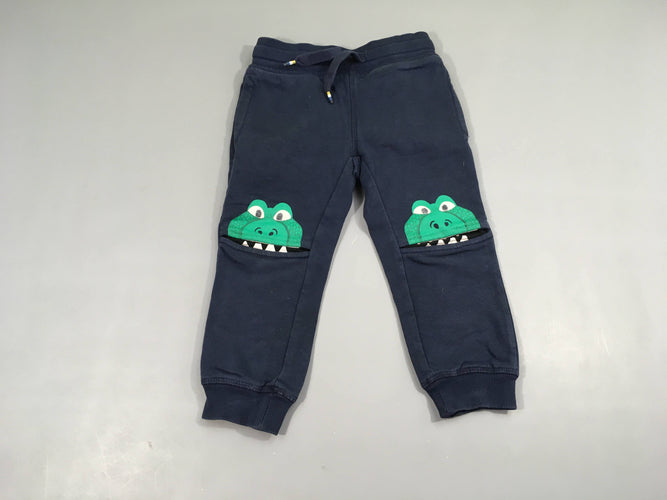 Pantalon de training bleu foncé croco genoux, moins cher chez Petit Kiwi