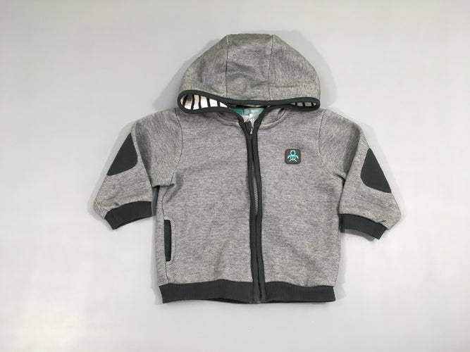 Sweat zippéà capuche gris chiné tortue, moins cher chez Petit Kiwi