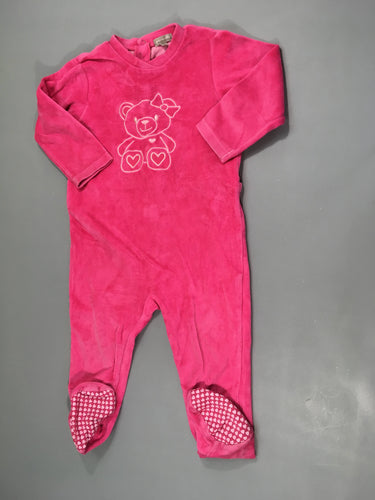 Pyjama velours rose oursonne, moins cher chez Petit Kiwi