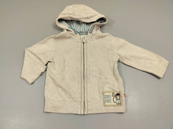 Gilet zippé à capuche beige  clair chiné