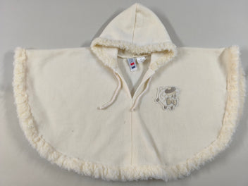 Poncho à capuche crème écusson mouton