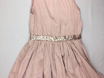 Robe satinée vieux rose sequoins ceinture