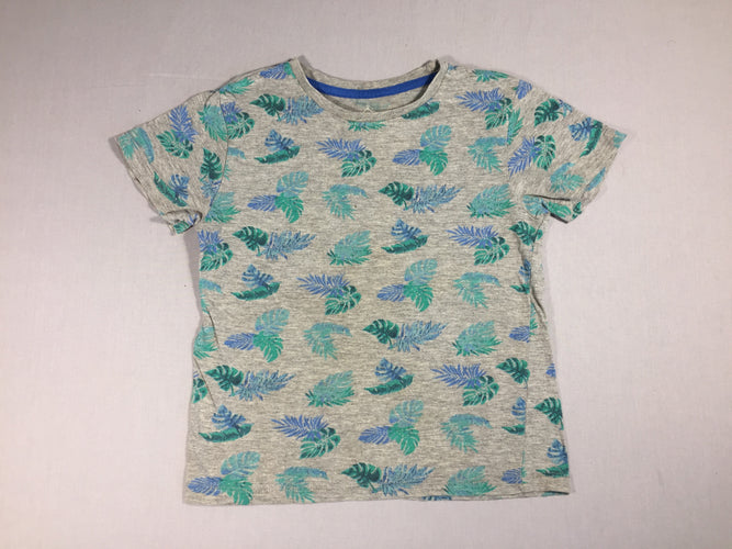 T-shirt m.c gris flammé feuilles vertes et bleues, moins cher chez Petit Kiwi