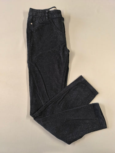 Pantalon skinny velours côtelé gris foncé à paillettes, moins cher chez Petit Kiwi