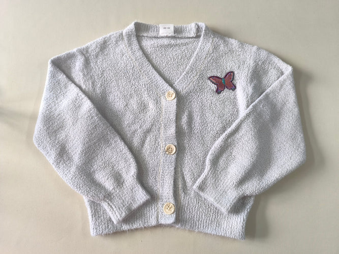 Gilet mailles texturé gris clair papillon, moins cher chez Petit Kiwi