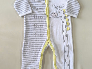 Pyjama velours blanc rayé blanc/gris girafe