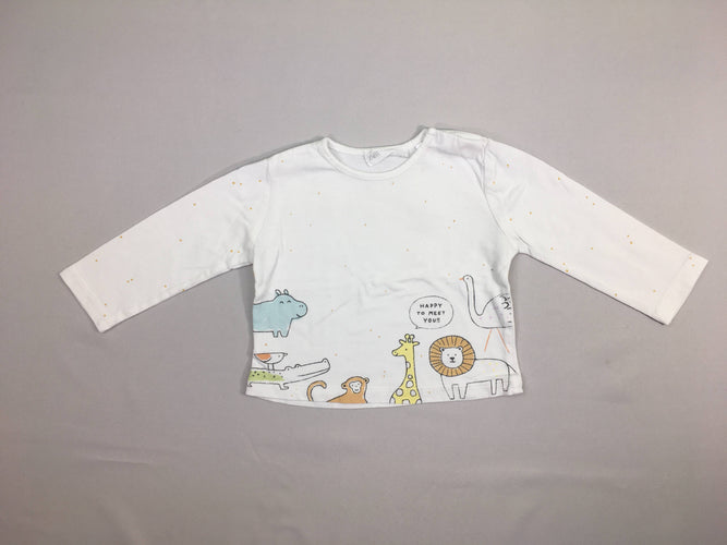 T-shirt m.l blanc animaux, moins cher chez Petit Kiwi