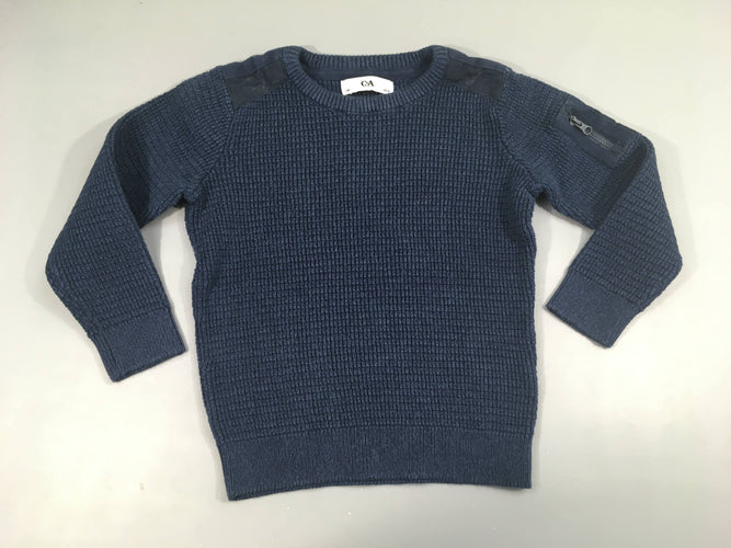 Pull texturé bleu foncé, moins cher chez Petit Kiwi