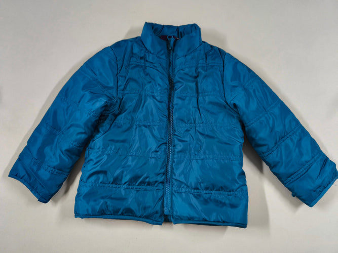 Manteau 2en1 à capuche bleu foncé doublure amovible doudoune light verte, moins cher chez Petit Kiwi