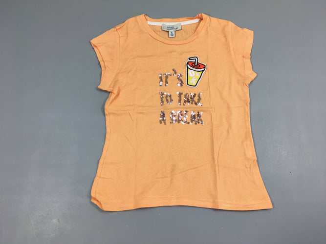 T-shirt m.c orange boisson sequins relief, moins cher chez Petit Kiwi