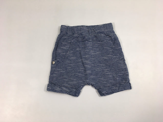 Short jersey bleu foncé rayé blanc, moins cher chez Petit Kiwi