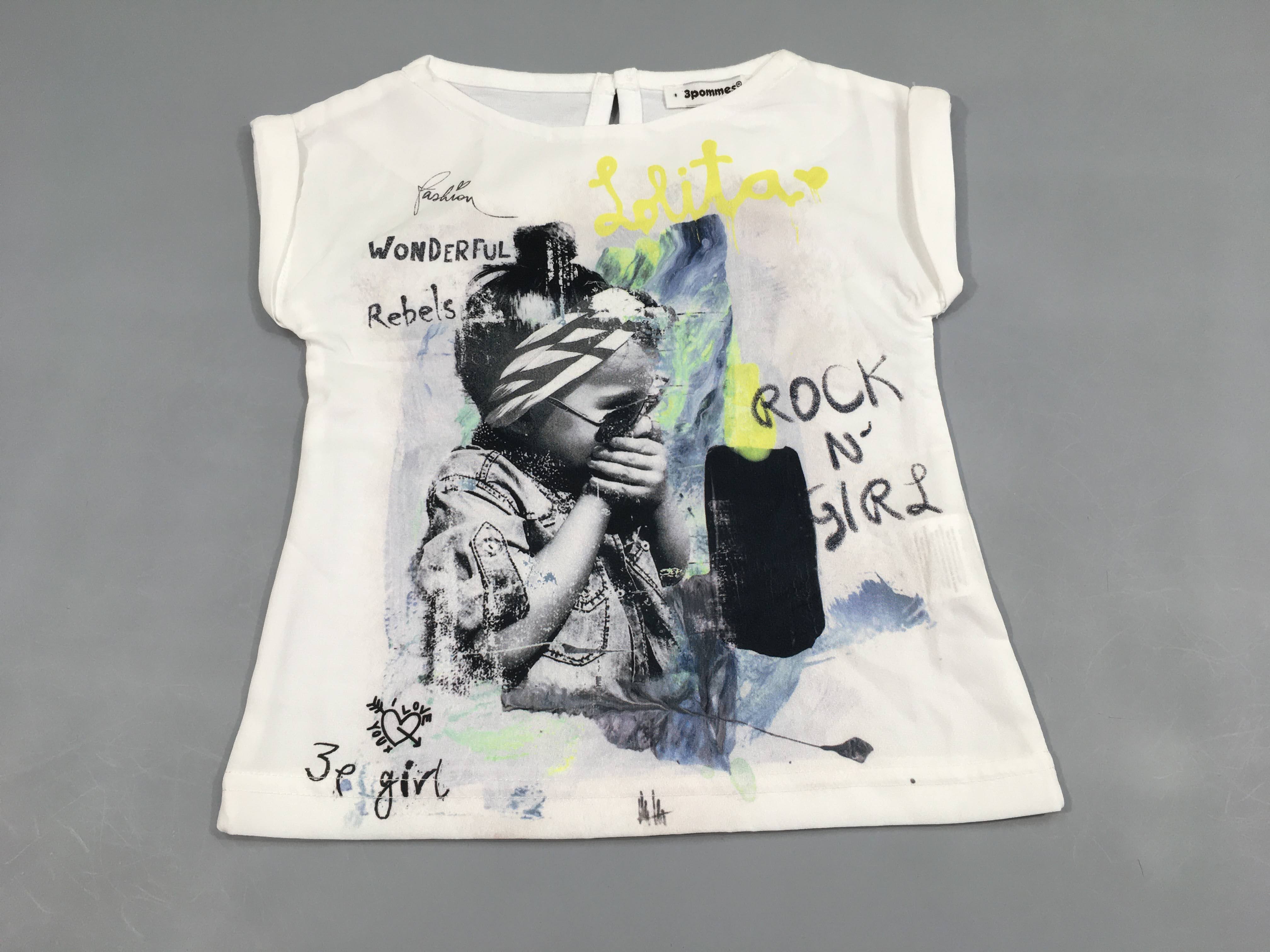 T-shirt m.c bi-matière blanc voile Lolita