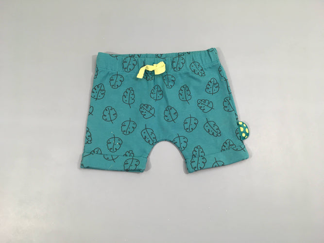 Short jersey bleu feuilles, moins cher chez Petit Kiwi