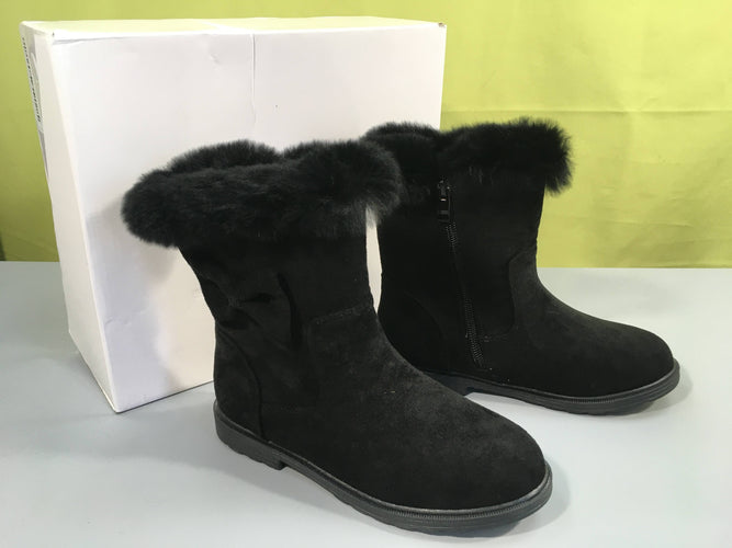 NEUF bottes effet daim noir noeud fausse fourrure, 33, moins cher chez Petit Kiwi