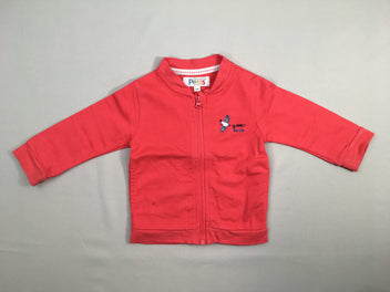 Sweat zippé rouge oiseau