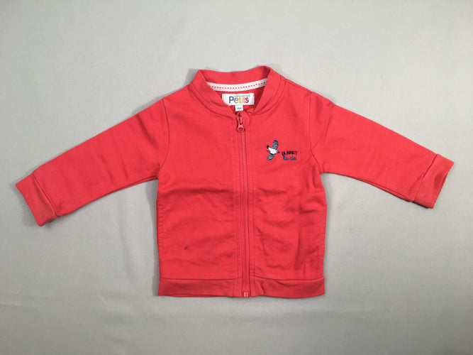 Sweat zippé rouge oiseau, moins cher chez Petit Kiwi