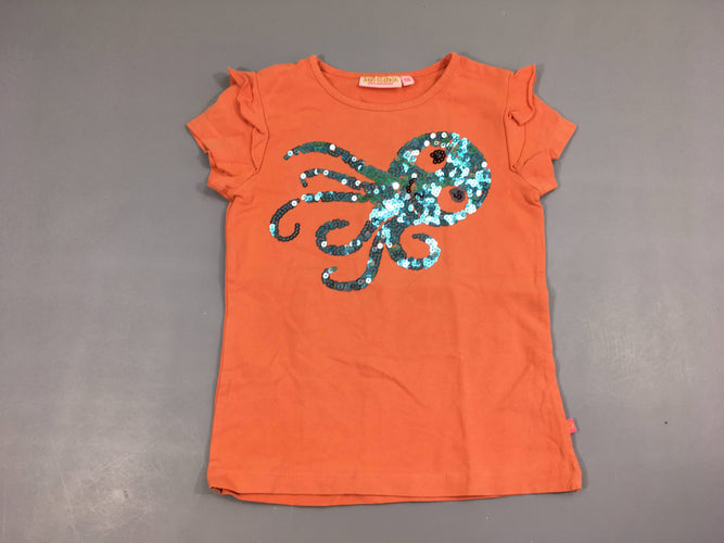 T-shirt m.c orange poulpe sequins, moins cher chez Petit Kiwi