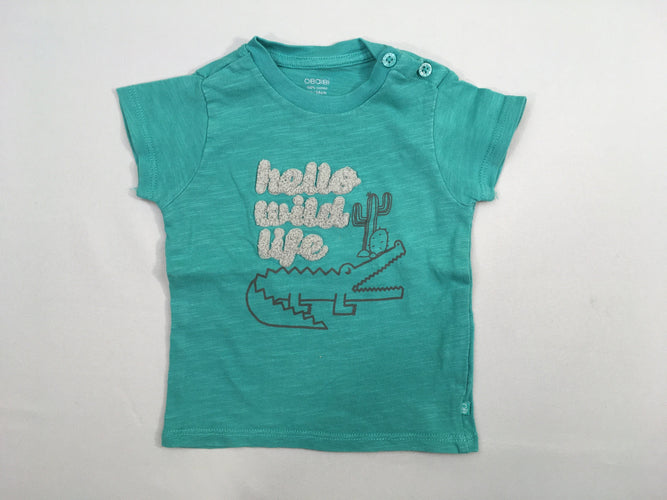 T-shirt m.c vert flammé Hello relief, moins cher chez Petit Kiwi