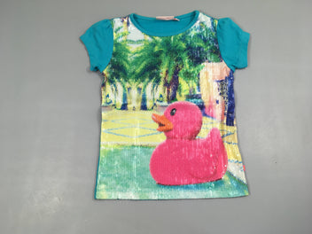 T-shirt m.c bleu sequins canard