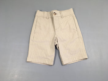 Bermuda slim fit beige ligné