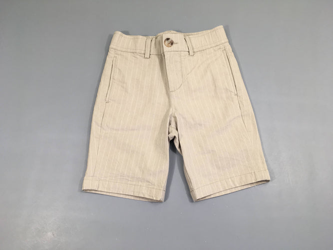 Bermuda slim fit beige ligné, moins cher chez Petit Kiwi