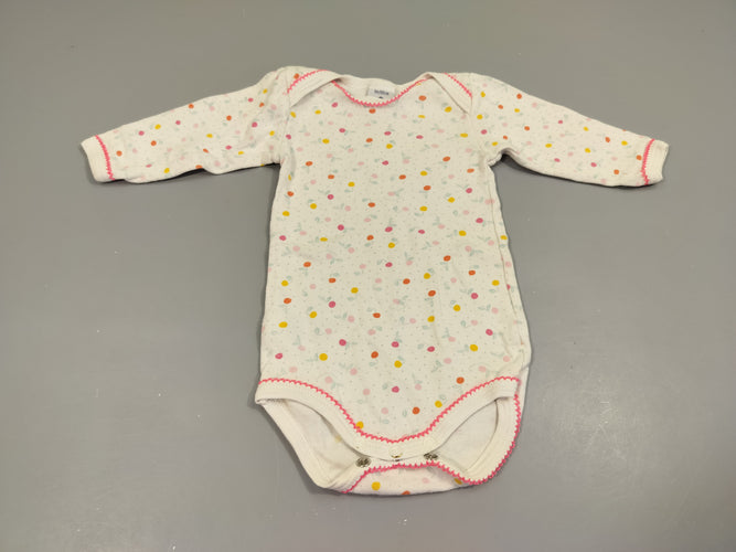 Body m.l blanc , motifs pommes de couleurs 100% coton, moins cher chez Petit Kiwi