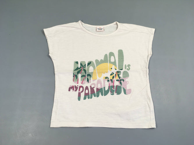 T-shirt m.c blanc flammé Hawai, moins cher chez Petit Kiwi