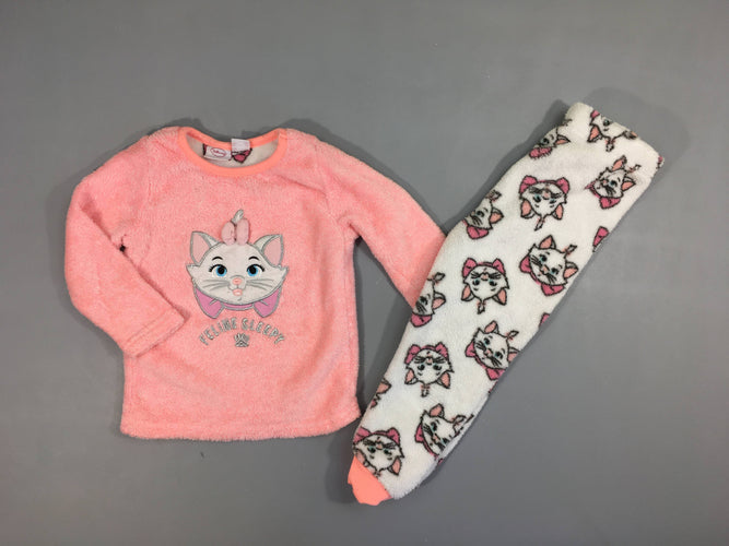 Pyjama 2pcs velours rose pâle Chat, moins cher chez Petit Kiwi