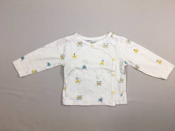 T-shirt m.l blanc croisé motifs