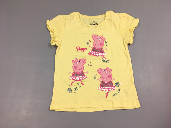 T-shirt m.c jaune Peppa Pig, moins cher chez Petit Kiwi