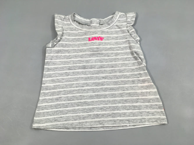 T-shirt m.c gris rayé blanc levi's, moins cher chez Petit Kiwi