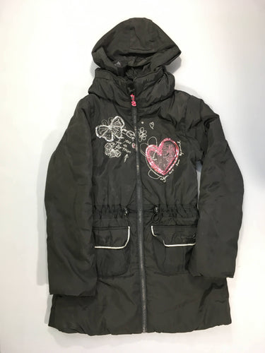 Veste longue  ouatinée noir sequins papillon à capuche repliable dans la nuque-A rafraîchir!, moins cher chez Petit Kiwi