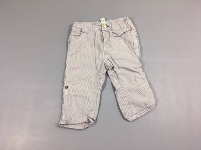 Pantalon blanc rayé gris doublé jersey, moins cher chez Petit Kiwi