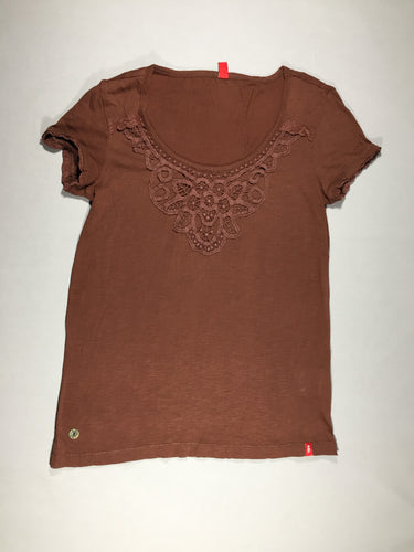 t-shirt brun - broderies - xs, moins cher chez Petit Kiwi