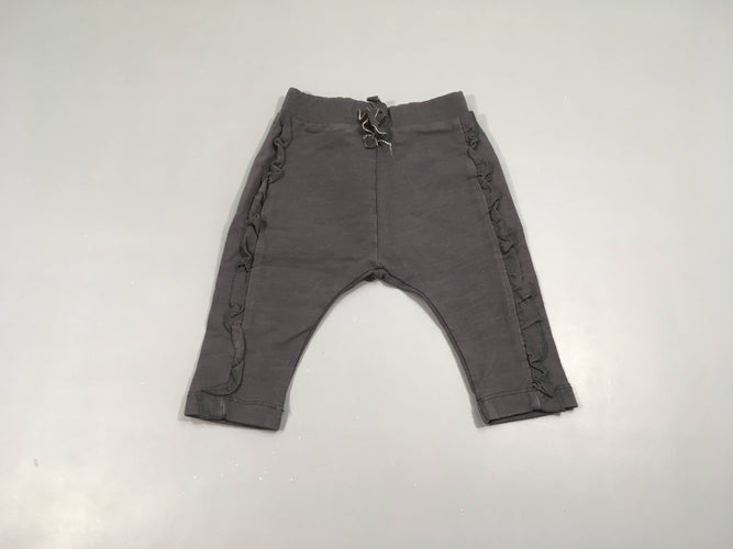 Pantalon molleton gris foncé froufrous, moins cher chez Petit Kiwi