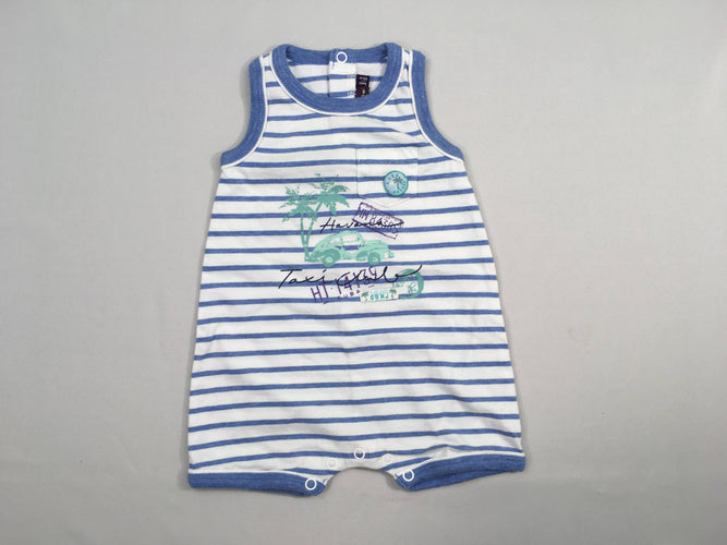 Combishort jersey blanc/bleu auto, moins cher chez Petit Kiwi