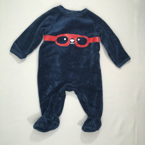 Pyjama velours bleu foncé lunettes, moins cher chez Petit Kiwi