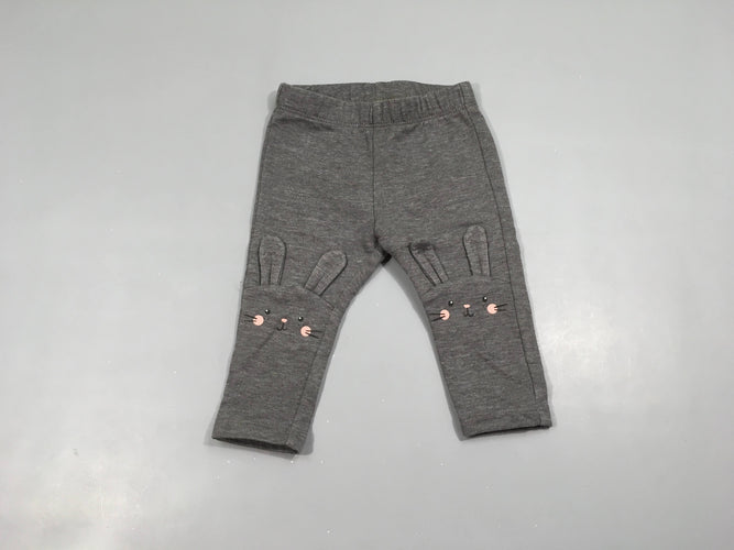 Pantalon molleton gris chiné lapins, moins cher chez Petit Kiwi