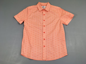 Chemise m.c blanc rayé orange poissons