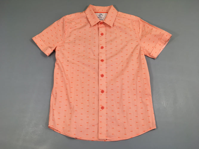 Chemise m.c blanc rayé orange poissons, moins cher chez Petit Kiwi