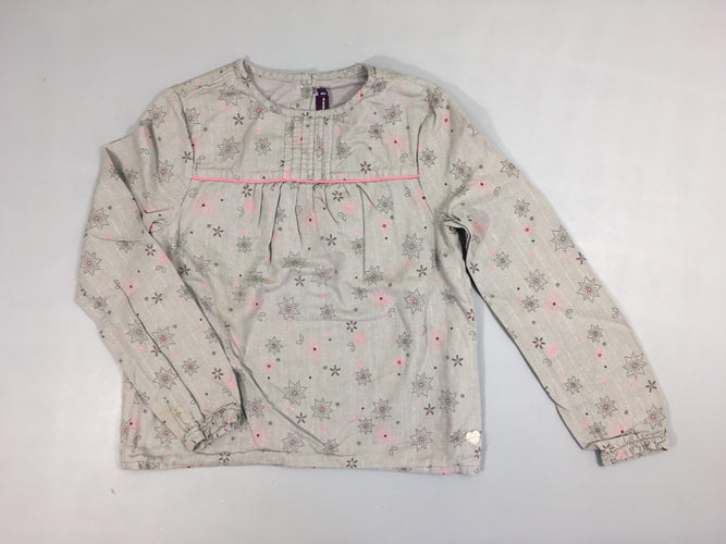 Blouse ml gris irisé fleurs doublé jersey, moins cher chez Petit Kiwi