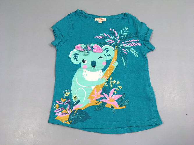 T-shirt m.c bleu flammé koala relief, moins cher chez Petit Kiwi