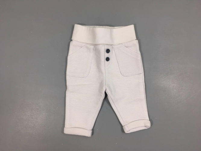 Pantalon molleton texturé à revers blanc texturé 2 boutons poches, moins cher chez Petit Kiwi