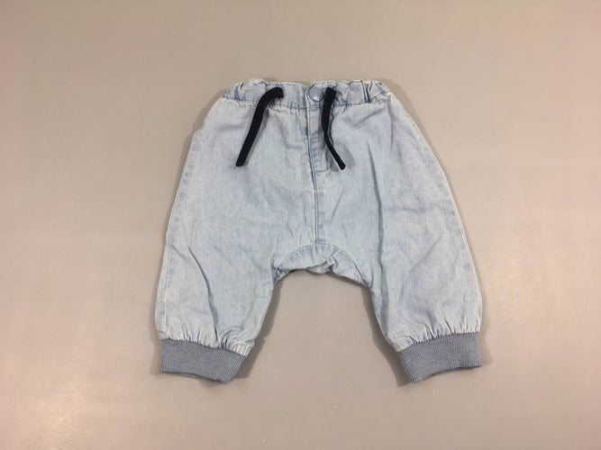 Pantalon denim clair doublé jersey, moins cher chez Petit Kiwi