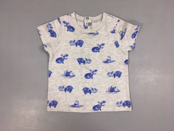 T-shirt m.c gris chiné hippopotame Légèrement bouloché