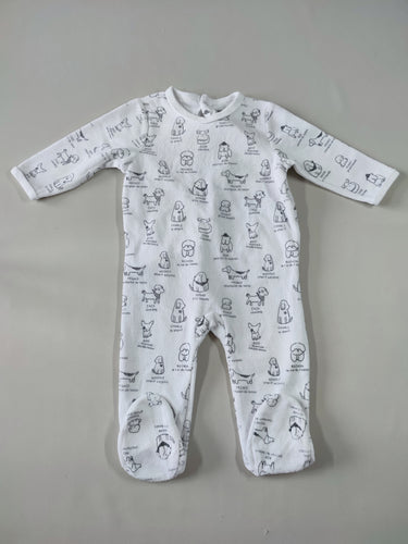 Pyjama velours blanc chiens, moins cher chez Petit Kiwi