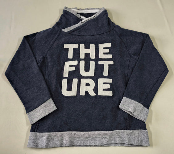 Pull col croisé gris foncé "The future", moins cher chez Petit Kiwi